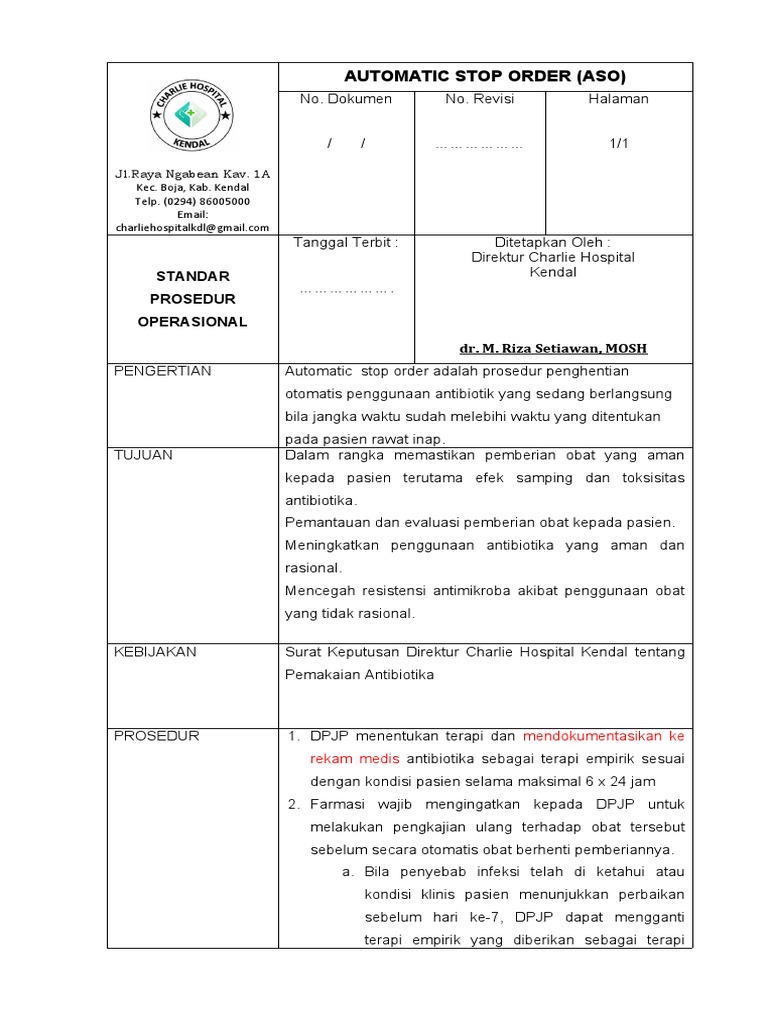 Prosedur Automatic Stop Order Antibiotik | PDF