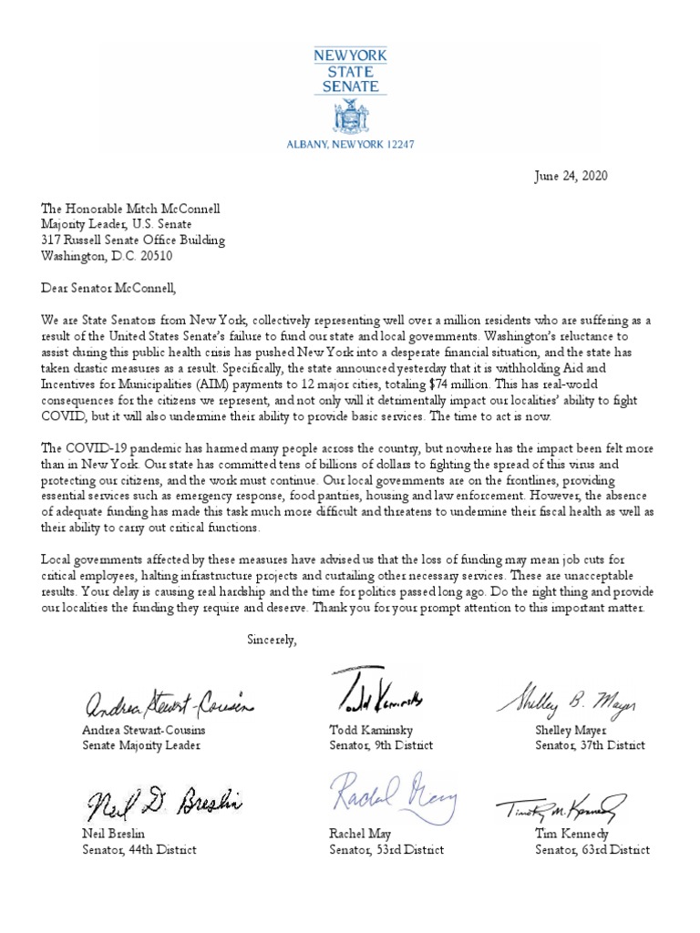 06.24.20 Letter To Senator McConnell | PDF | United States Senate | The