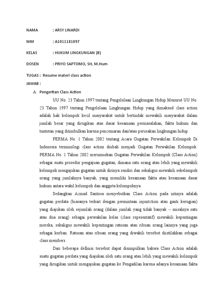 Pengertian dan Jenis Class Action di Hukum | PDF