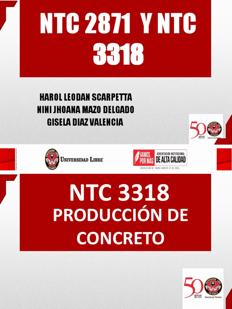 EXPOCISION NTC 3318 y 2871 | PDF | Hormigón | Naturaleza