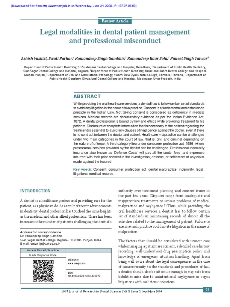 Dental Jurisprudence PDF Informed Consent Dentistry