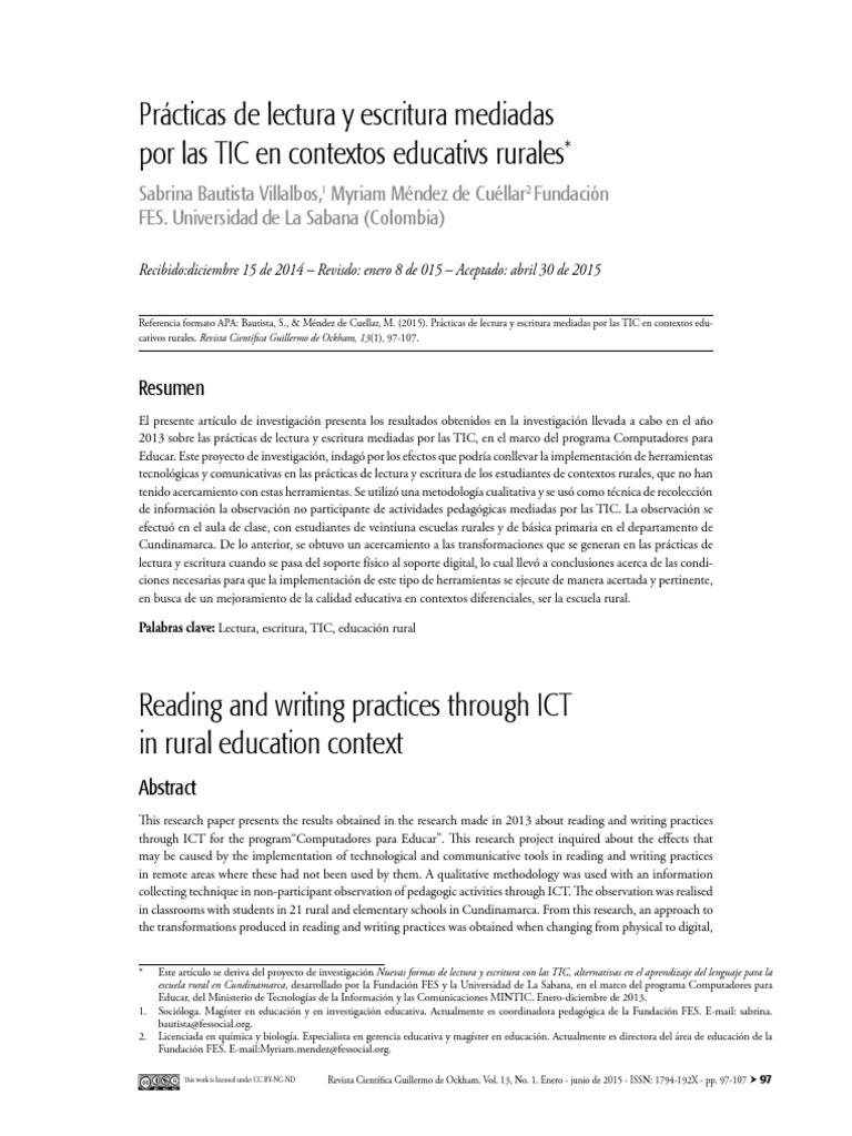 TIC en lectura y escritura rural | PDF | Tecnología de información y ...