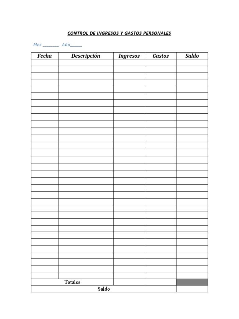 Control de Ingresos y Gastos Personales | PDF