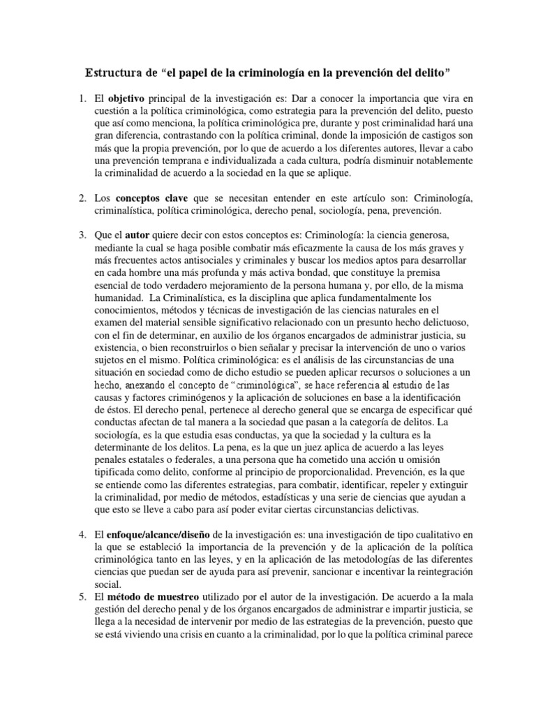 La importancia de la política criminológica y la prevención del delito ...
