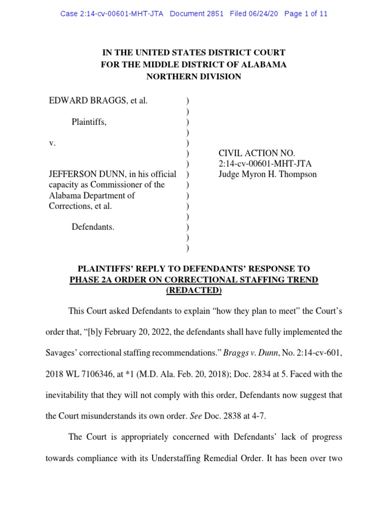 In The United States District Court For The Middle District Of Alabama