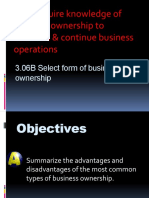 3.00 Acquire Knowledge of Business Ownership To Establish & Continue Business Operations