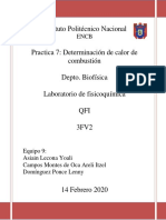 Practica 7 - Determinación de Calor de Combustión