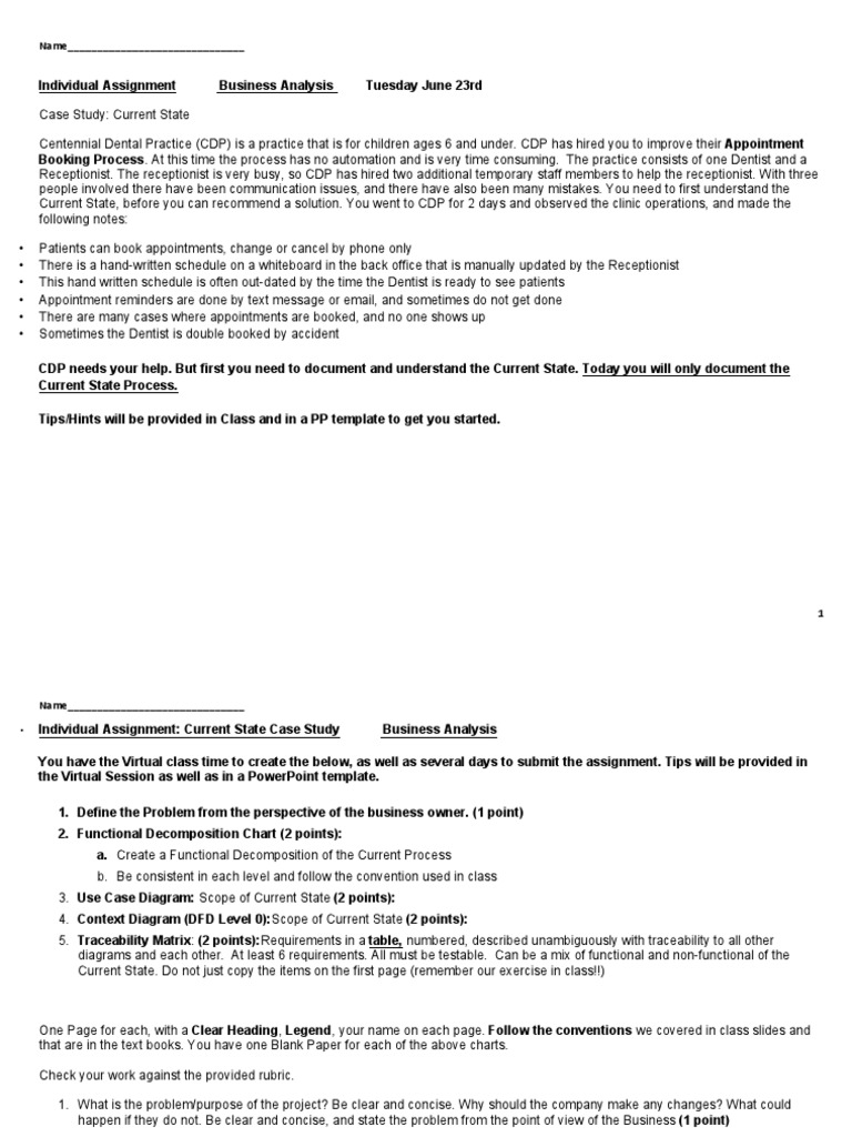 BA 707 Summer 2020 in Class Assignment Current State | PDF | Use Case ...