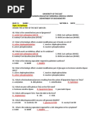 University of The East Ramon Magsaysay Memorial Medical Center Department of Biochemistry QUIZ # 5 NAME: - SECTION A DATE: - Topic: FA Synthesis