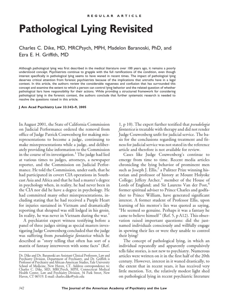 Pathological Lying: Theory, Research, And Practice – ANHVI