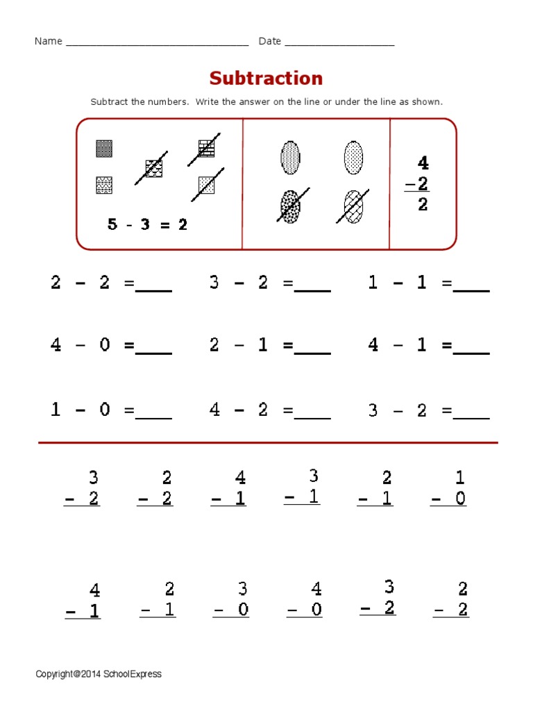 Subtraction Name Date PDF