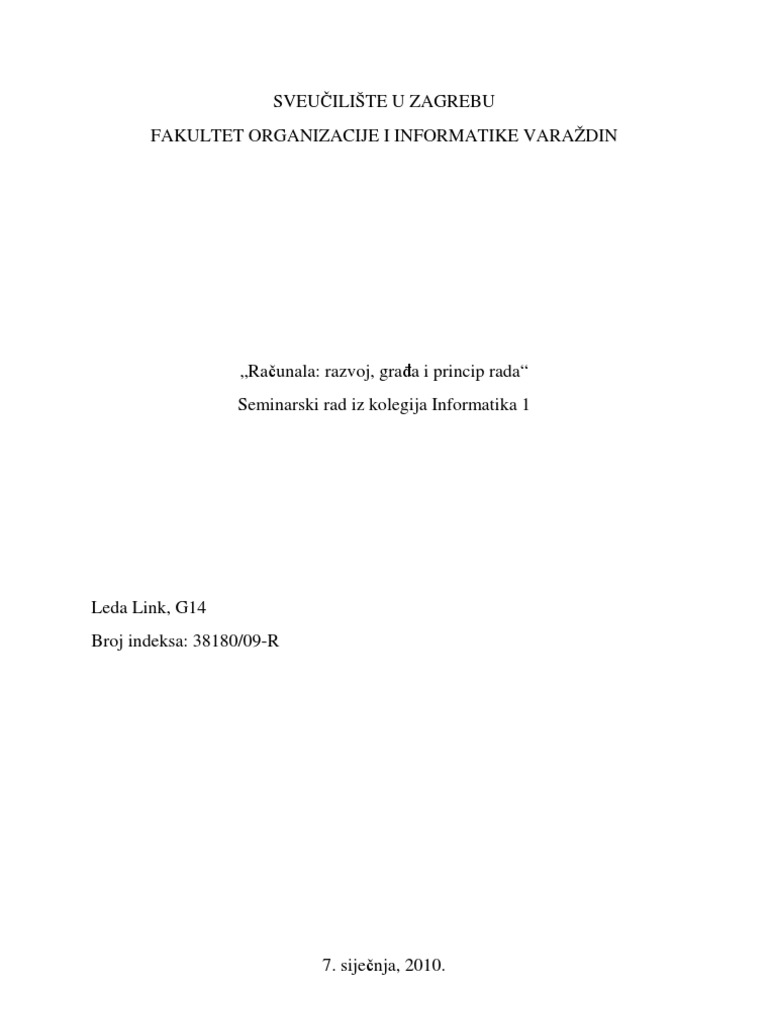 Računala - Razvoj, Građa I Princip Rada - Osnove | PDF
