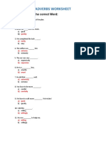 Adverbs Worksheet: 1. Now Choose The Correct Word