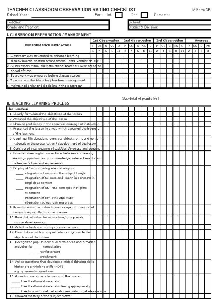M FORM 3B1 Teachers Educational Assessment
