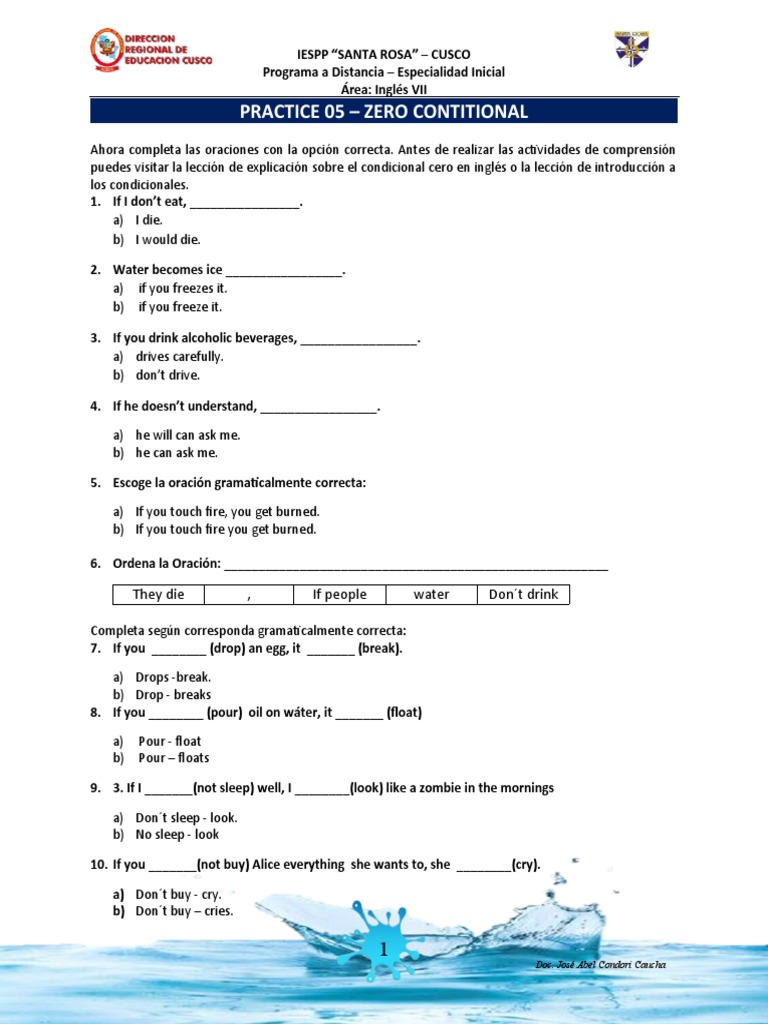 Ejercicios de Zero Conditional 5º Primaria | PDF