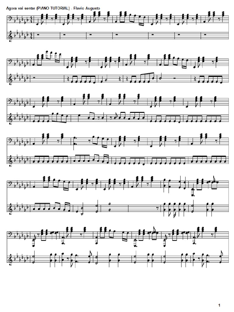 Agora Vai Sentar (PIANO TUTORIAL) - Flavio Augusto | PDF