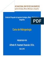 Contenido del Curso de Hidrogeología 2016