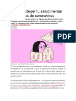 Cómo Proteger Tu Salud Mental en Tiempos de Coronavirus