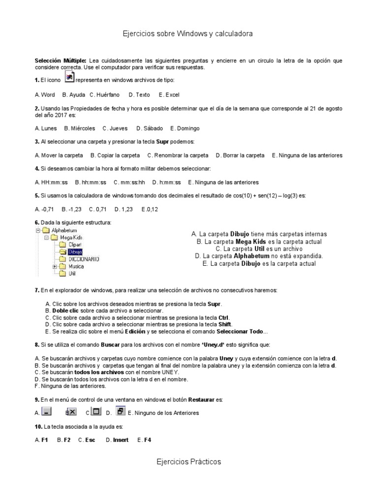 Ejercicios de Windows y Calculadora | PDF | Archivo de computadora ...