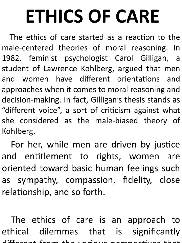 Ethics of Care PDF Philosophical Theories Social Institutions