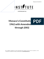 Monaco's Constitution of 1962 With Amendments Through 2002