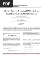 A Review Paper On Preventing Ddos Attack and Black Hole Attack With Manets Protocols