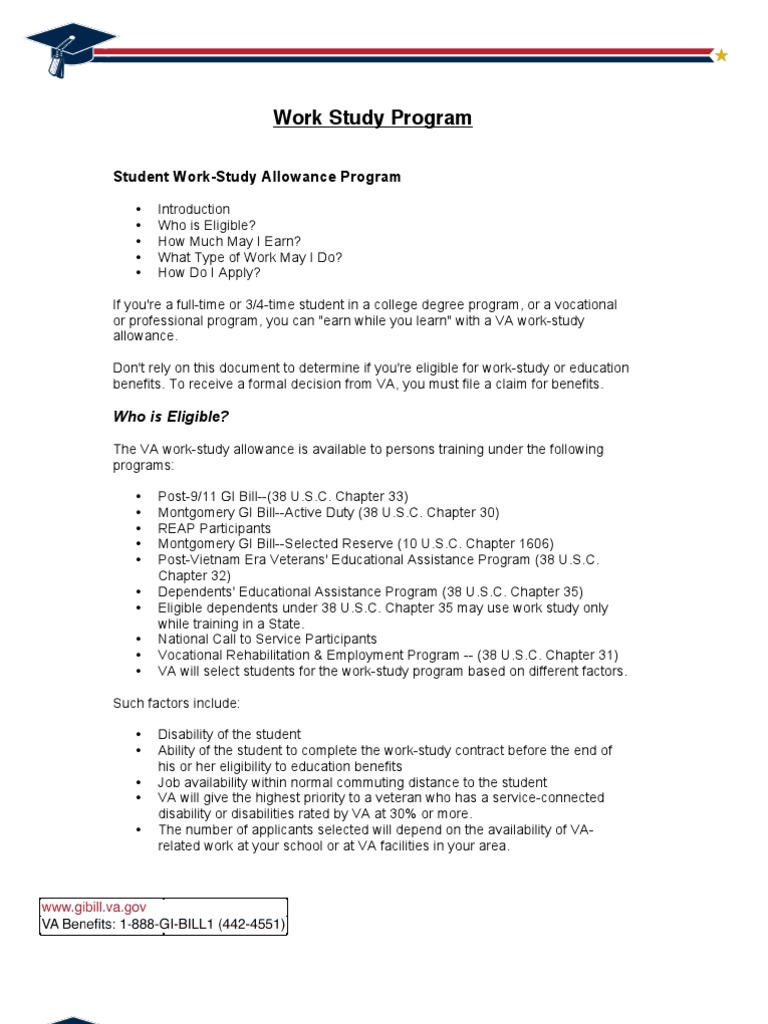 Work Study Program | PDF | United States Department Of Veterans Affairs ...