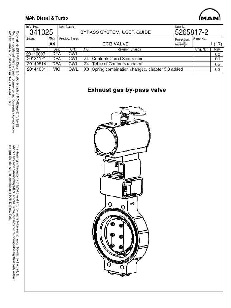 Exhaust Gas ByPass Valve MAN Diesel & Turbo PDF Valve Turbocharger