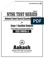 Ntse Test Series: Stage-1 Qualified Students