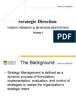 Strategic Direction: Vision, Mission & Business Definition