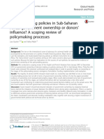 Health Financing Policies in Sub-Saharan Africa: Government Ownership or Donors ' Influence? A Scoping Review of Policymaking Processes