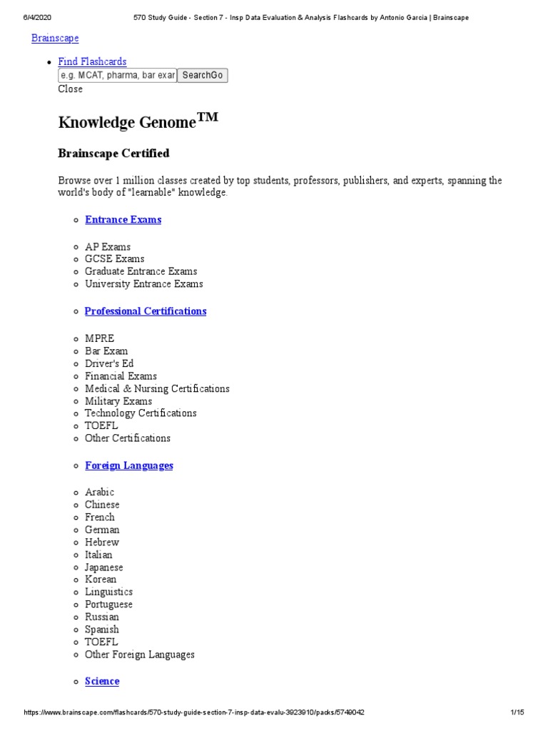 570 Study Guide - Section 7 - Insp Data Evaluation & Analysis ...