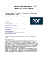 Formative Evaluation of Synchronous CMC Systems For A Learner-Centered Online Course