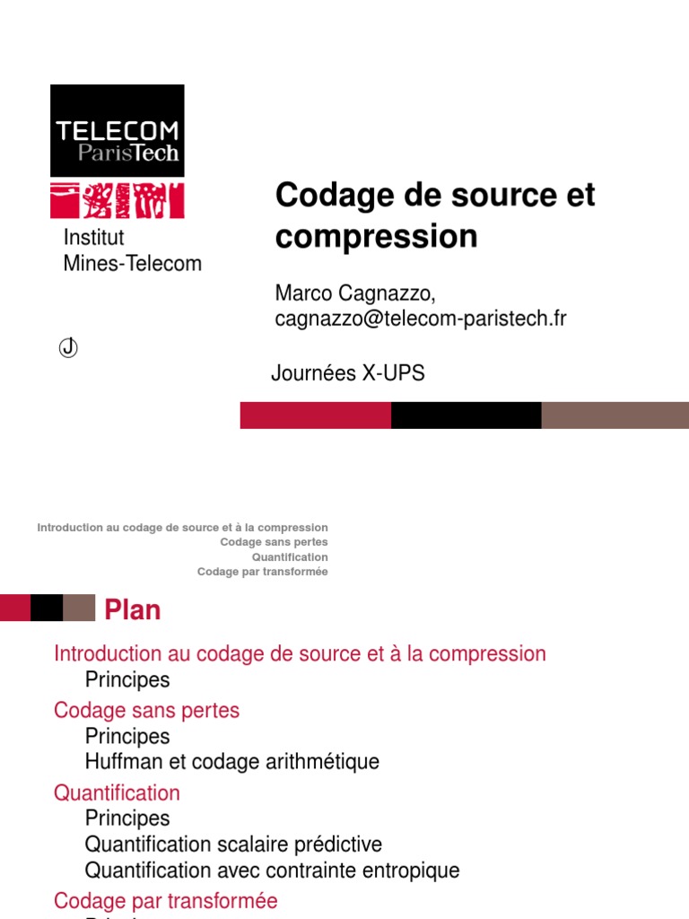 Codage de Source, Compression | PDF | Compression de données | Algorithmes