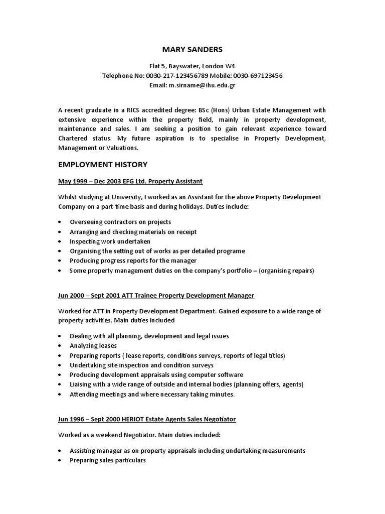 Mary Sanders May 1999 Dec 2003 EFG Ltd. Property Assistant PDF