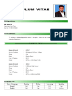 Curriculum Vitae: of Md. Nisad Ali