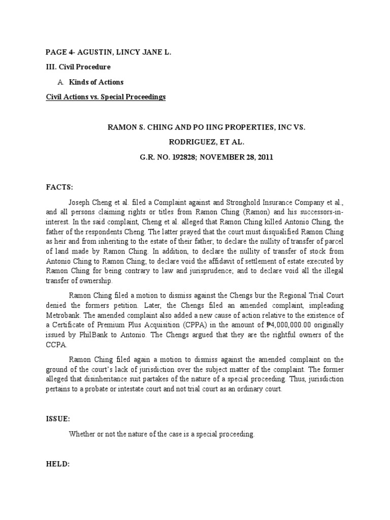 Civil Procedure Case Summaries and Analysis | PDF | Complaint | Foreclosure