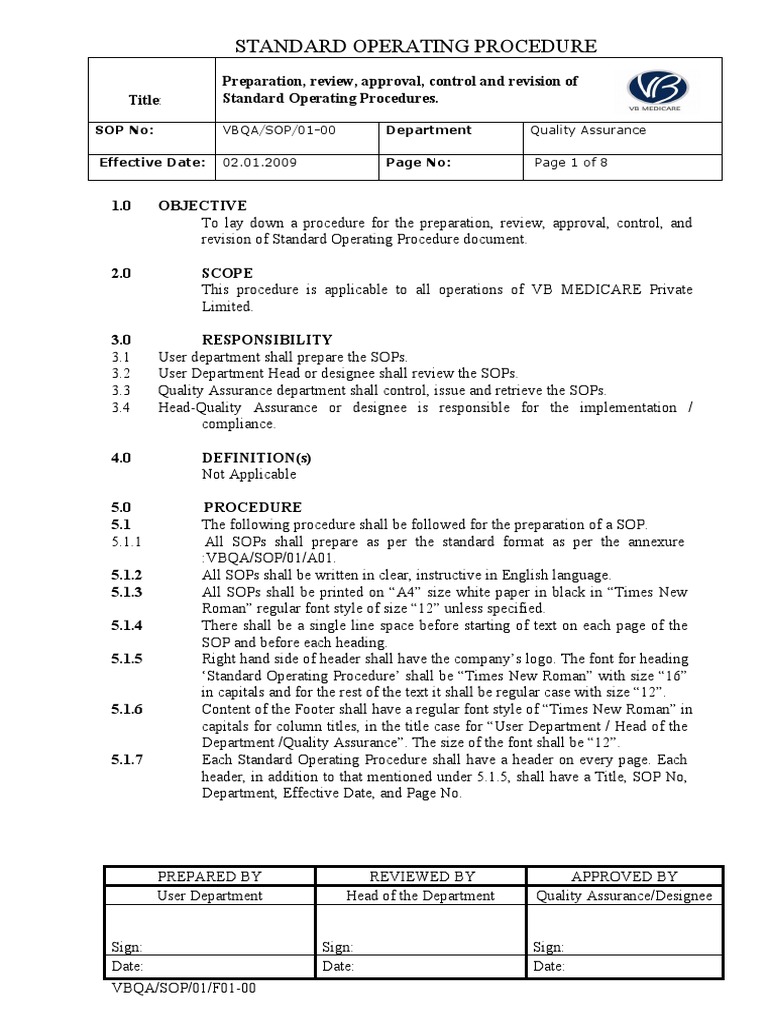 Standard Operating Procedure | PDF | Quality Assurance | Acronym