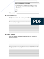 Directions:Complete One Article Summary Worksheet For Each Article Read