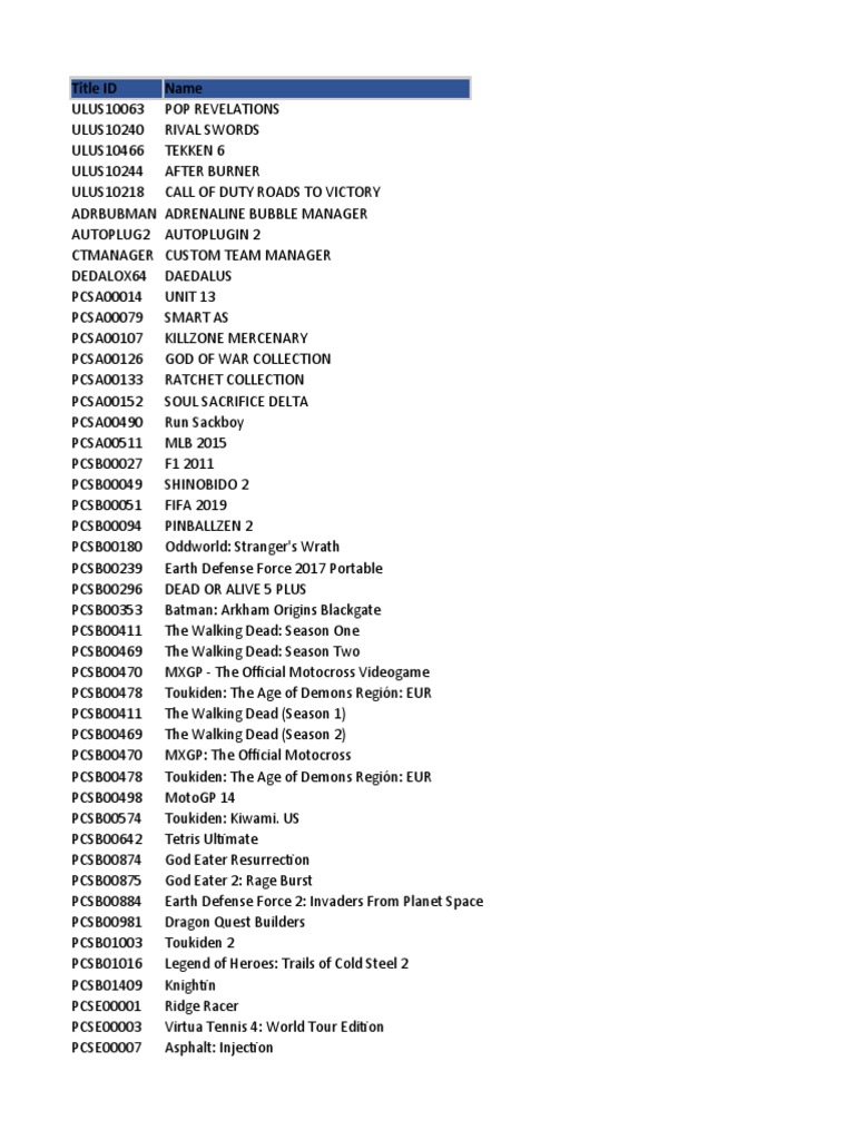Listado De Juegos Leisure Sports