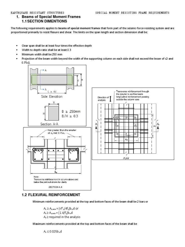 Special Moment Frame Design Criteria | PDF | Beam (Structure) | Bending