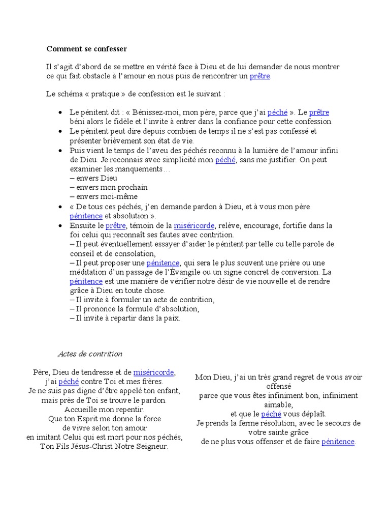 Comment Se Confésser Devant Un Pretre Pdf