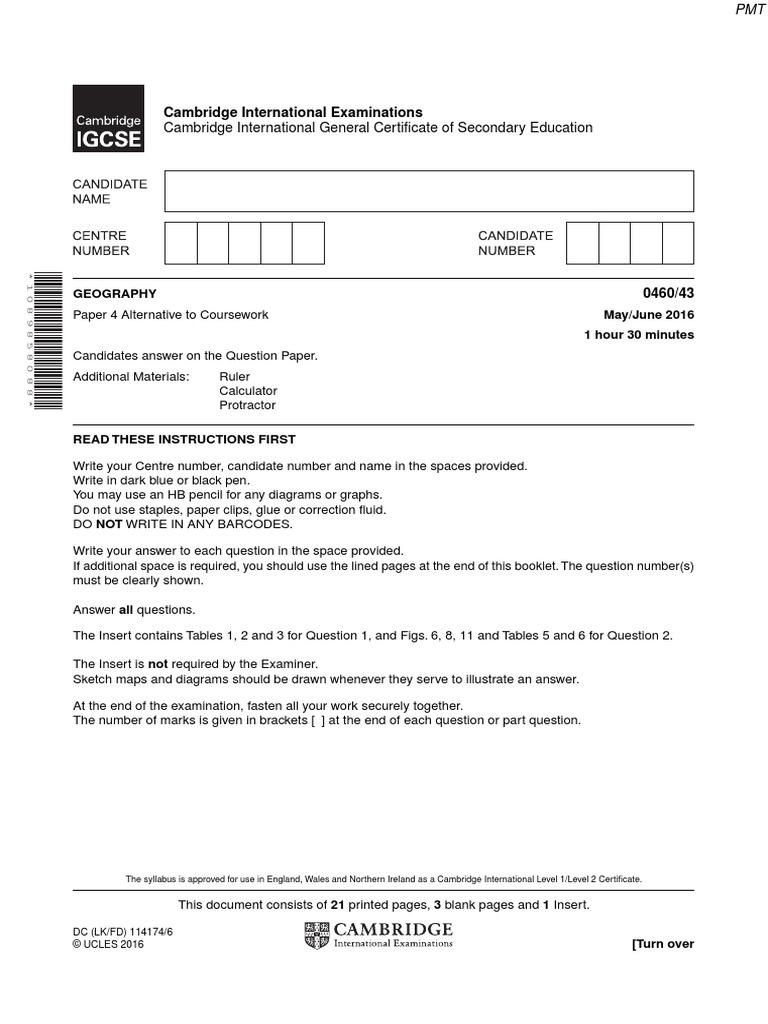June 2016 (v3) QP - Paper 4 CIE Geography IGCSE | PDF | Beach | Coastal ...