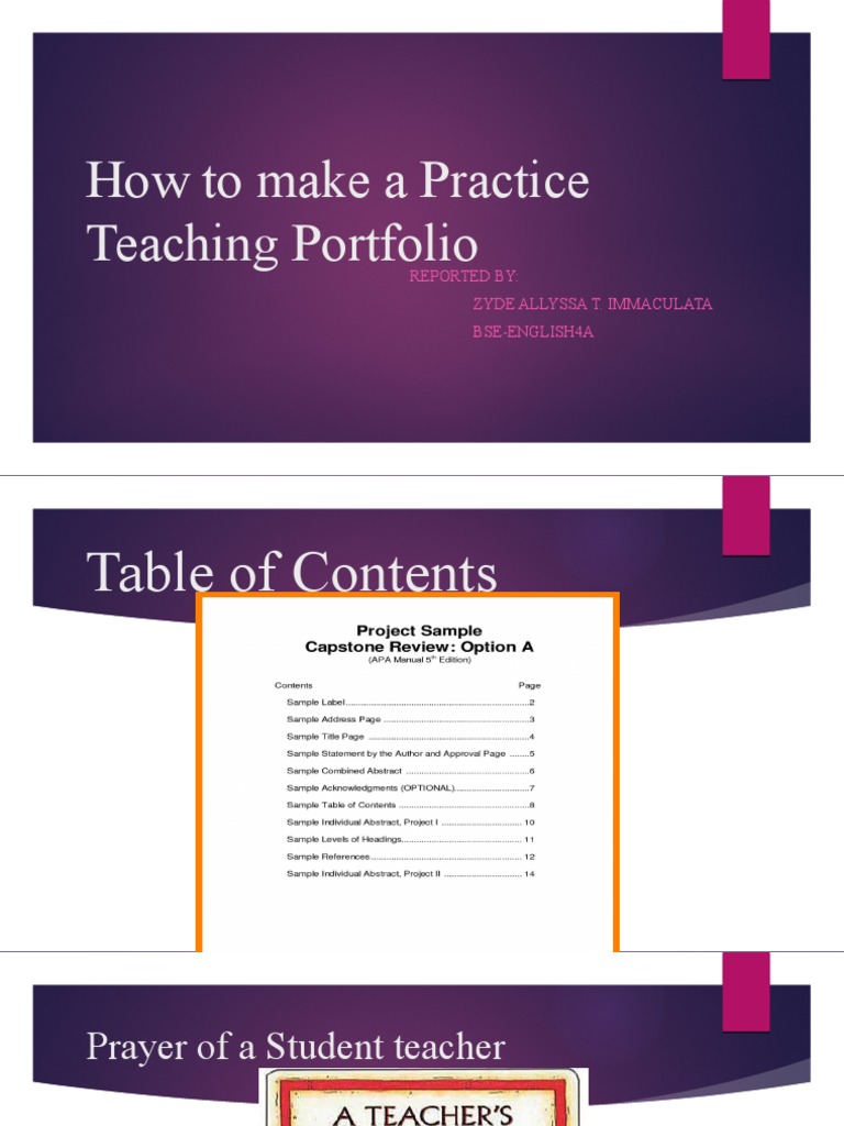 How To Make A Practice Teaching Portfolio | PDF