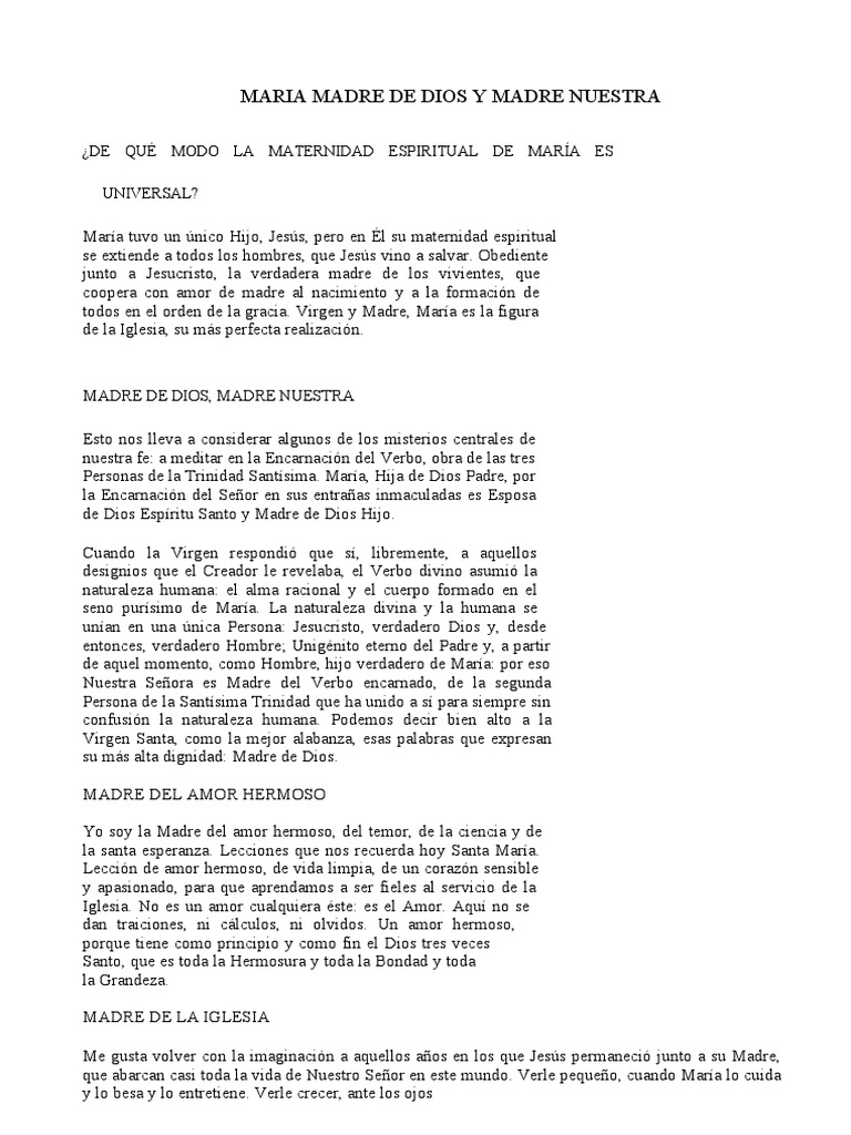 Maria Madre de Dios y Madre Nuestra | PDF | Encarnación (cristianismo ...