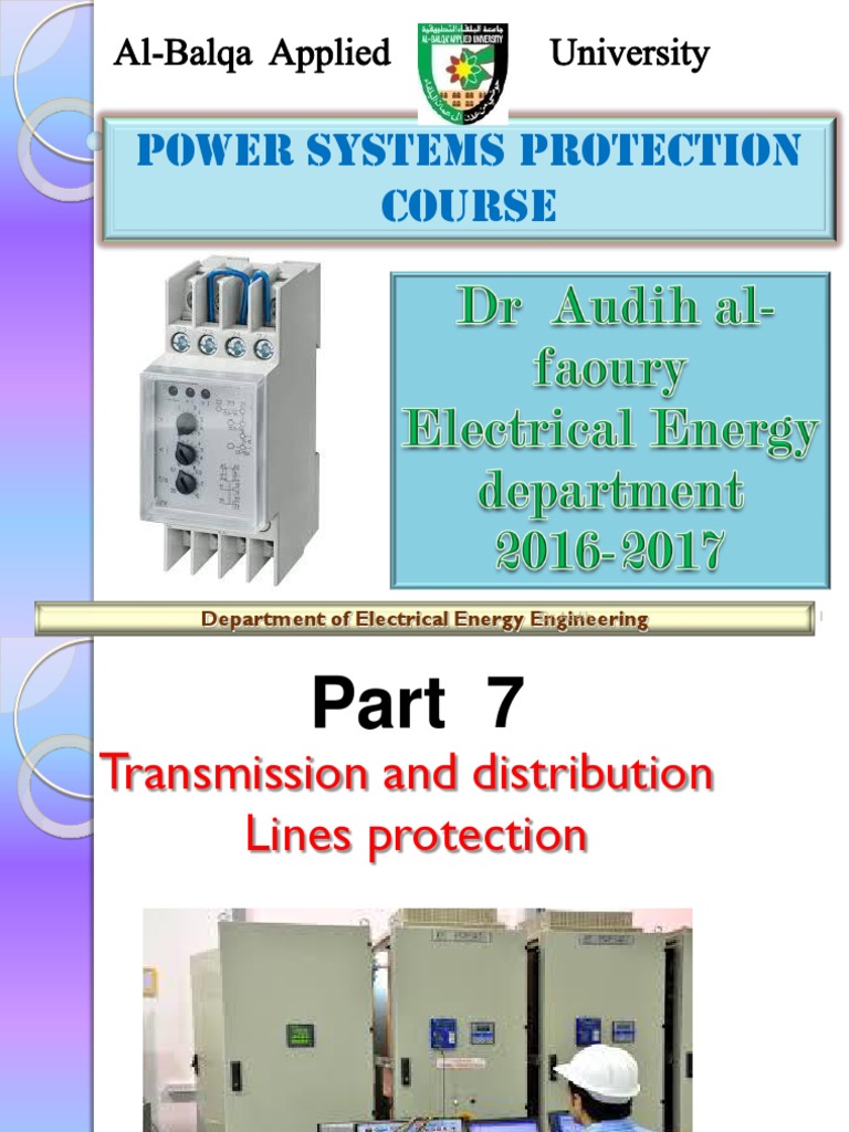 Power Systems Protection Course AlBalqa Applied University PDF Electric Power Transmission