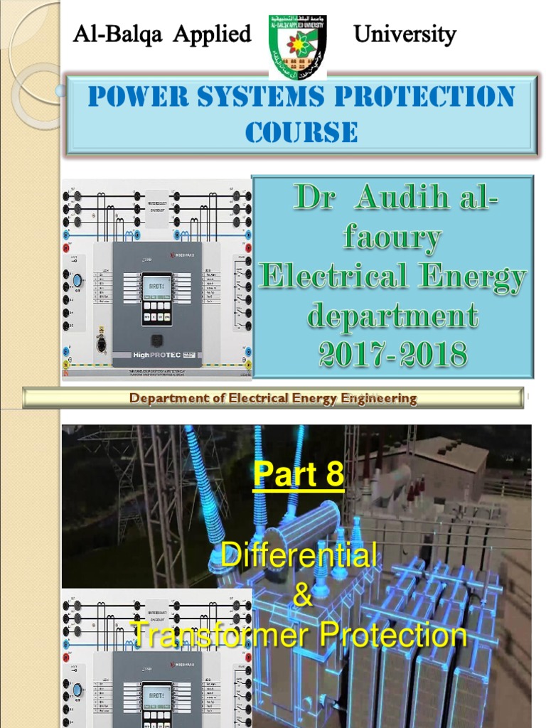 Power Systems Protection Course AlBalqa Applied University PDF Transformer Relay