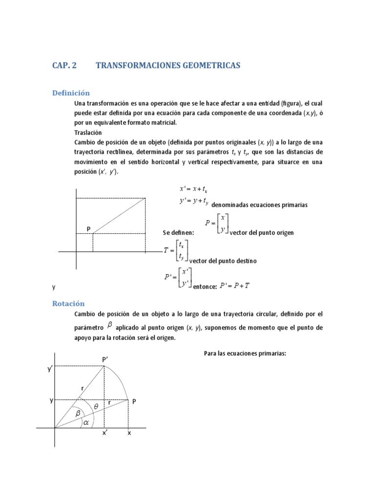 Transformaciones Geometricas | PDF | Rotación | Trayectoria