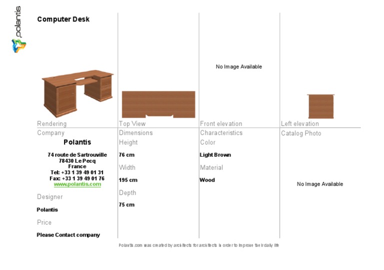 Light Brown Wood Computer Desk Design | PDF
