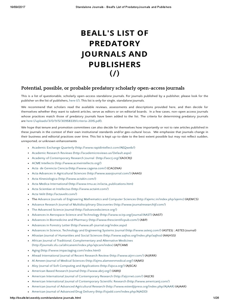 Standalone Journals Beall
